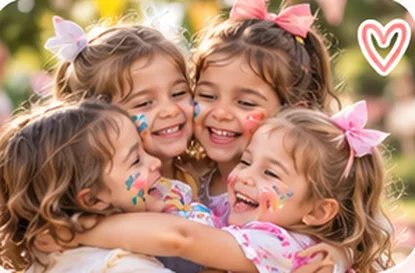 Niñas abrazándose y sonriendo